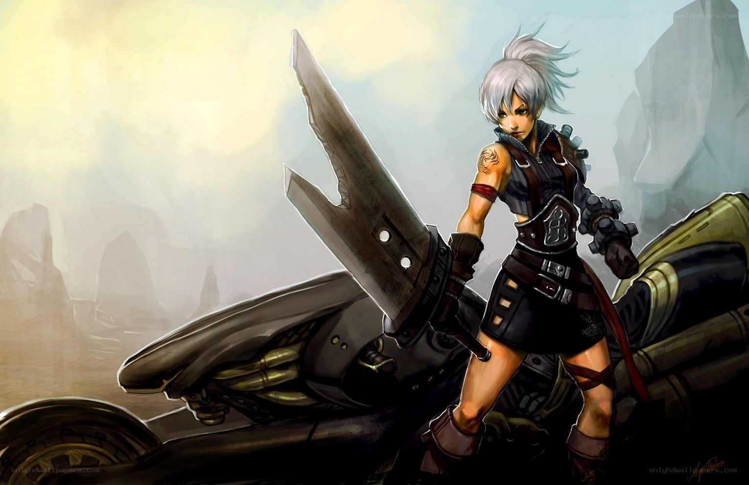 female warrior with large sword