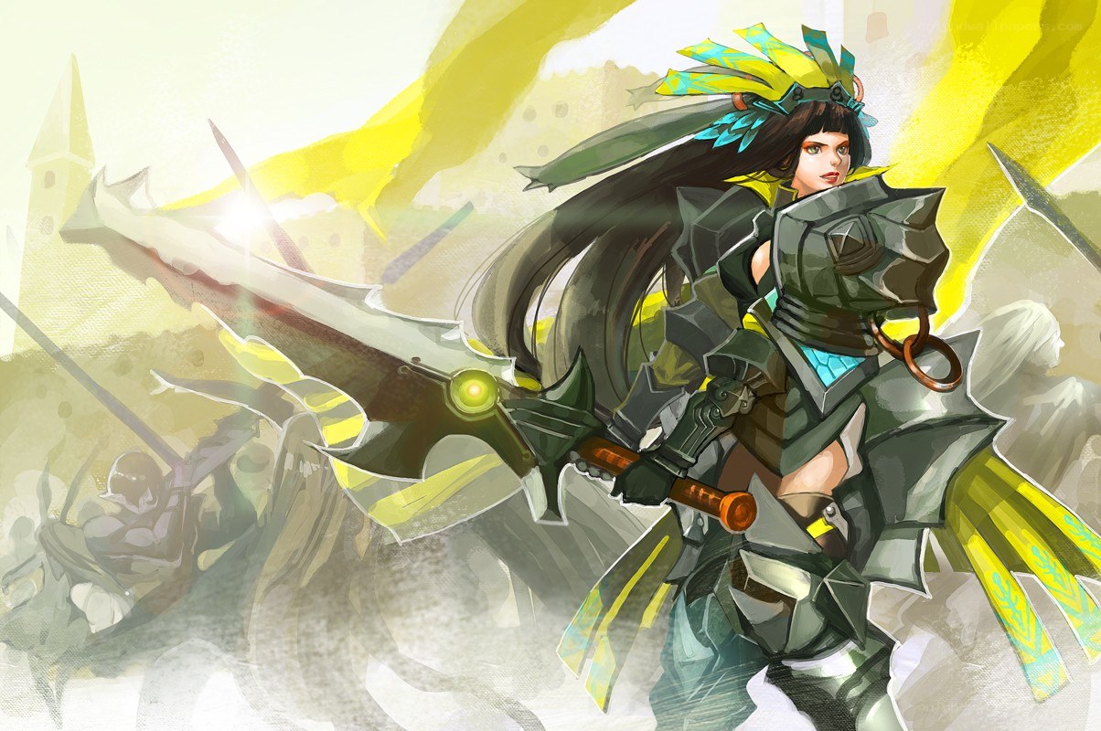 female warrior with large sword