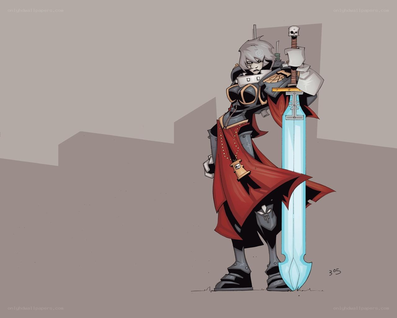 female warrior with large sword