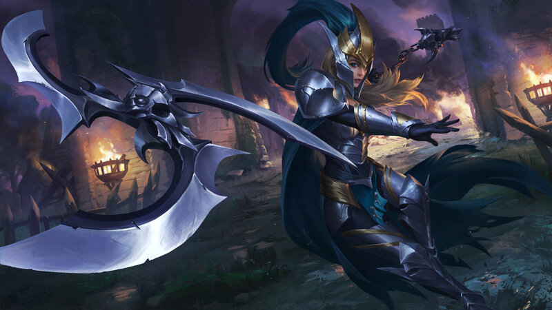 Female Warrior with Large Sword — Blue