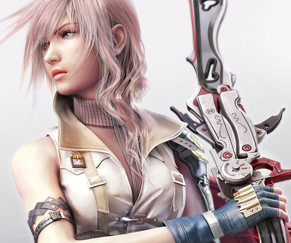 female warrior with large weapon