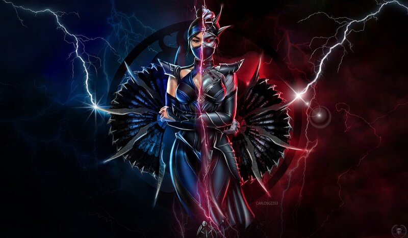 Female Warrior with Lightning — Black, Dramatic