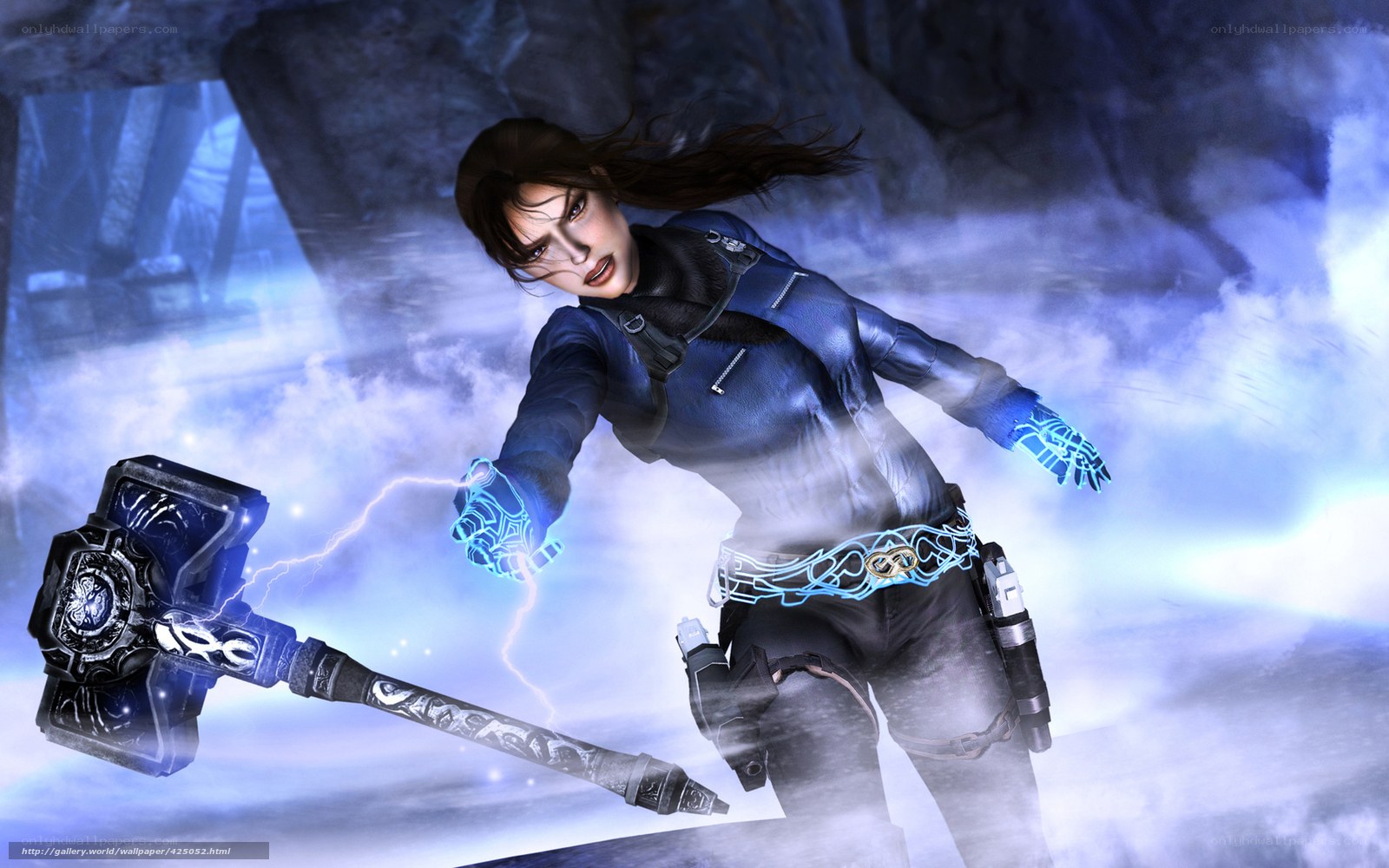 female warrior with lightning hammer