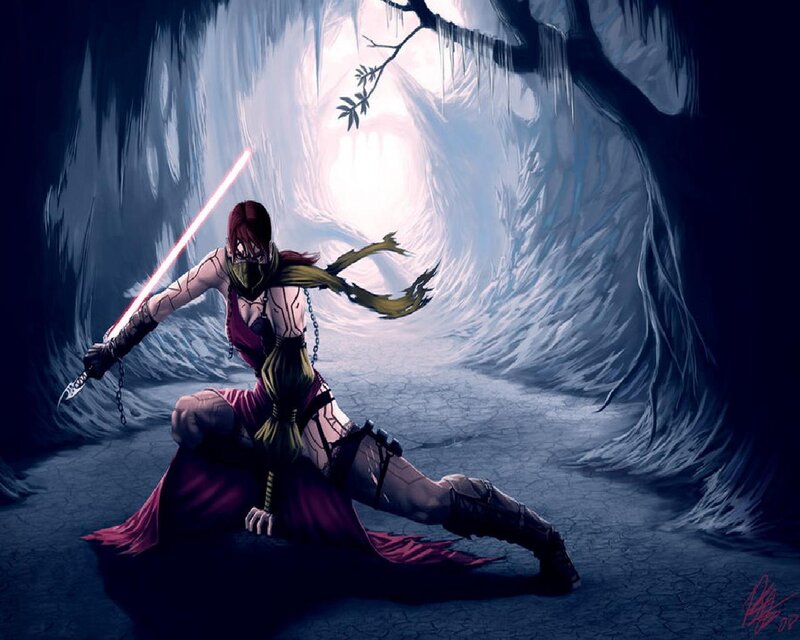 Female Warrior with Lightsaber — Purple, Dramatic