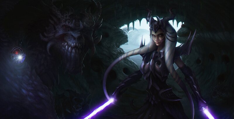 Female Warrior with Lightsabers — Purple, Dramatic