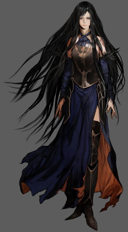 female warrior with long black hair