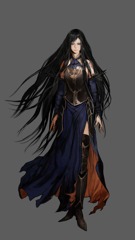 female warrior with long black hair