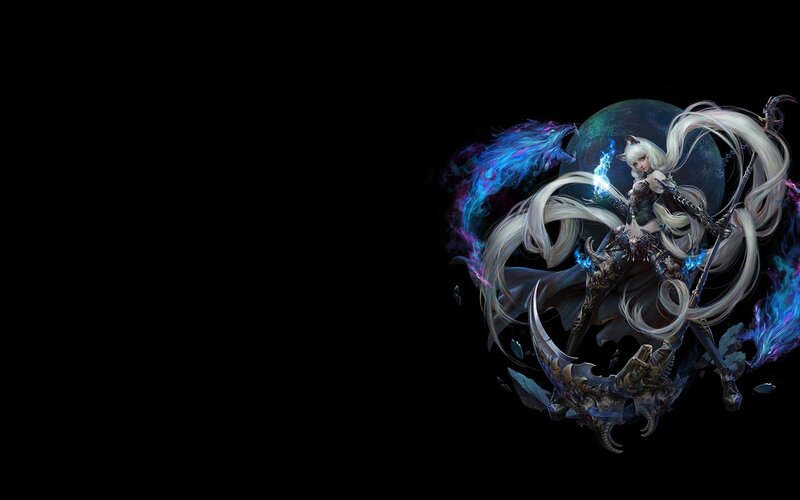 Female Warrior with Long Hair — Black, Dramatic, Night
