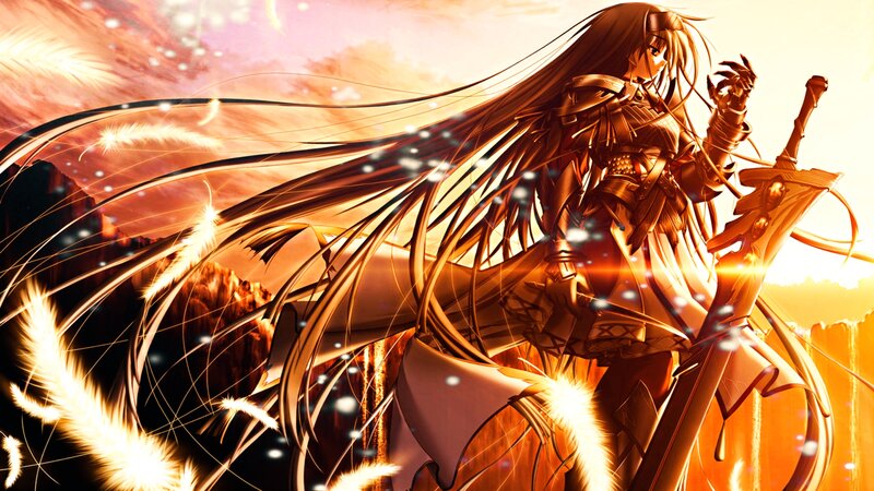 Female Warrior with Long Hair — Orange