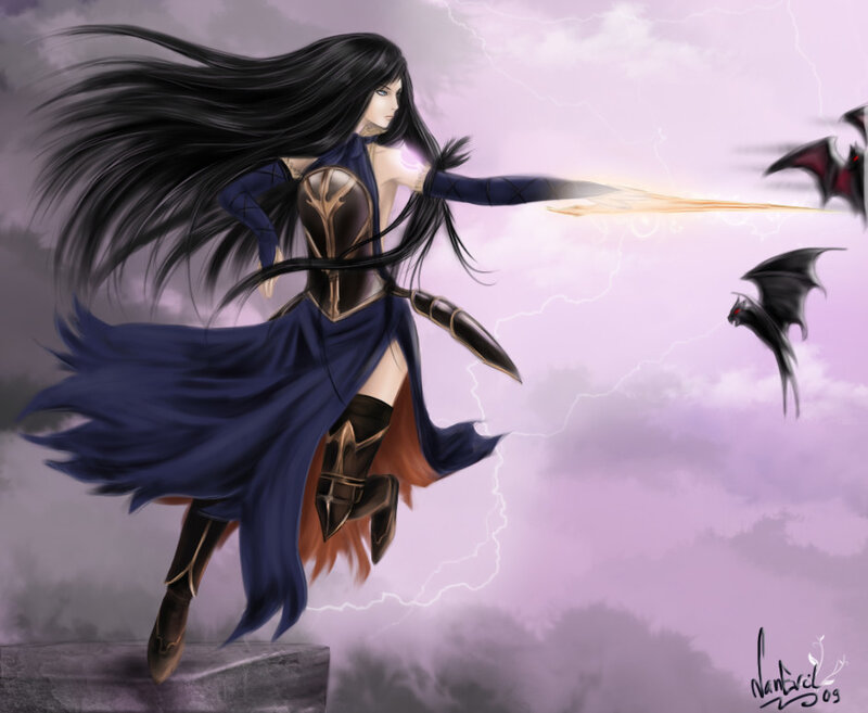 Female Warrior with Long Hair — Purple