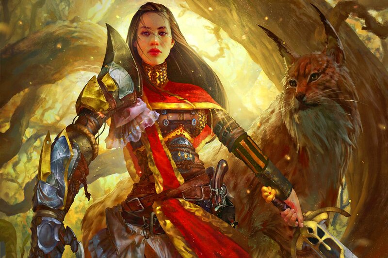 Female Warrior with Lynx