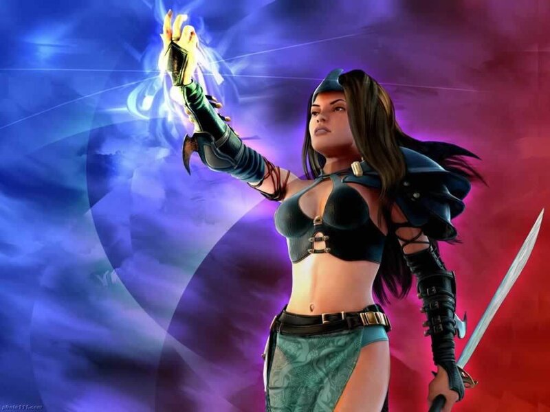 female warrior with magic