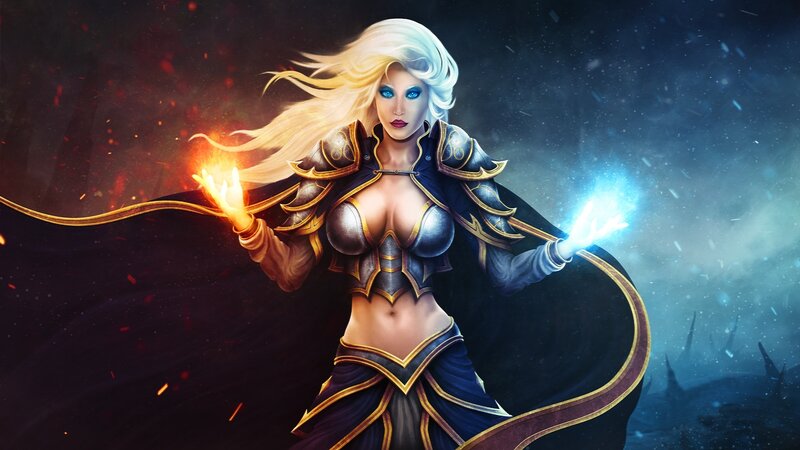 Female Warrior with Magic — Blue, Dramatic