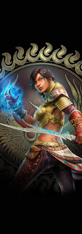 female warrior with magic
