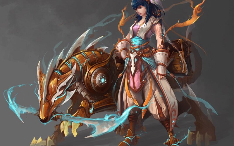Female Warrior with Mechanical Horse