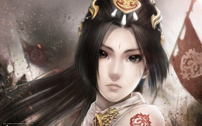 female warrior with ornate headpiece
