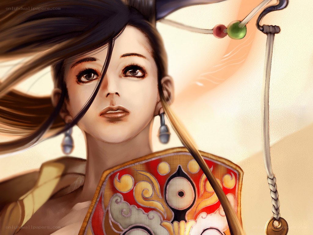 female warrior with ornate shield