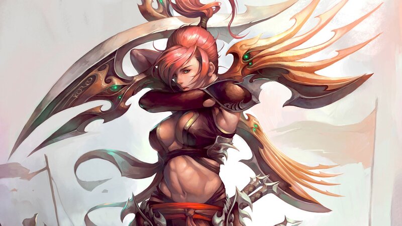 female warrior with ornate wings