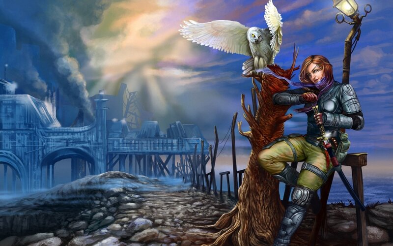 Female Warrior with Owl