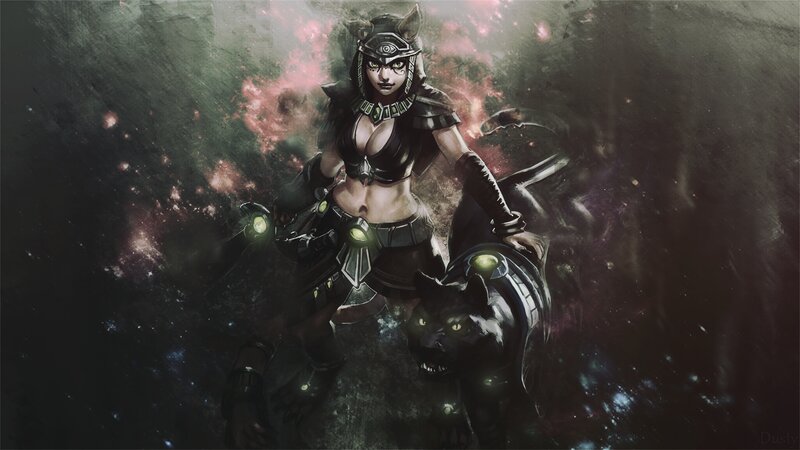 Female Warrior with Panther — Black