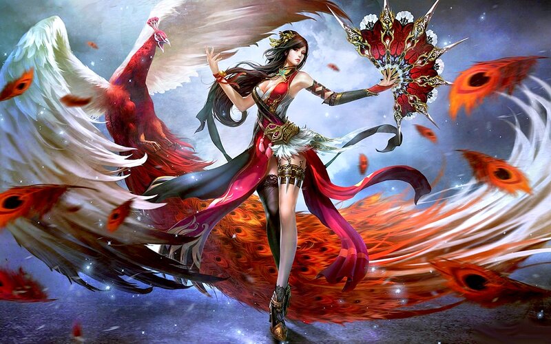 Female Warrior with Phoenix
