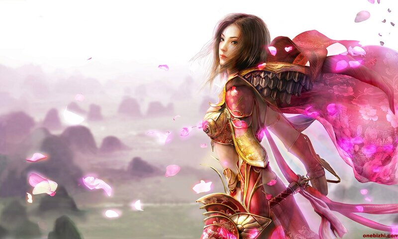 Female Warrior with Pink Cape — Dramatic