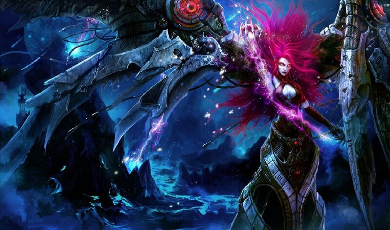 Female Warrior with Pink Hair — Blue, Dramatic