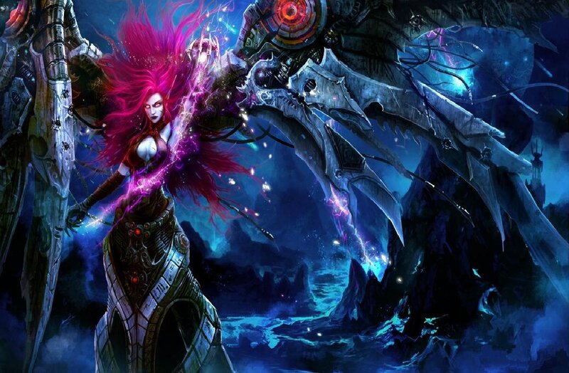 Female Warrior with Pink Hair — Blue