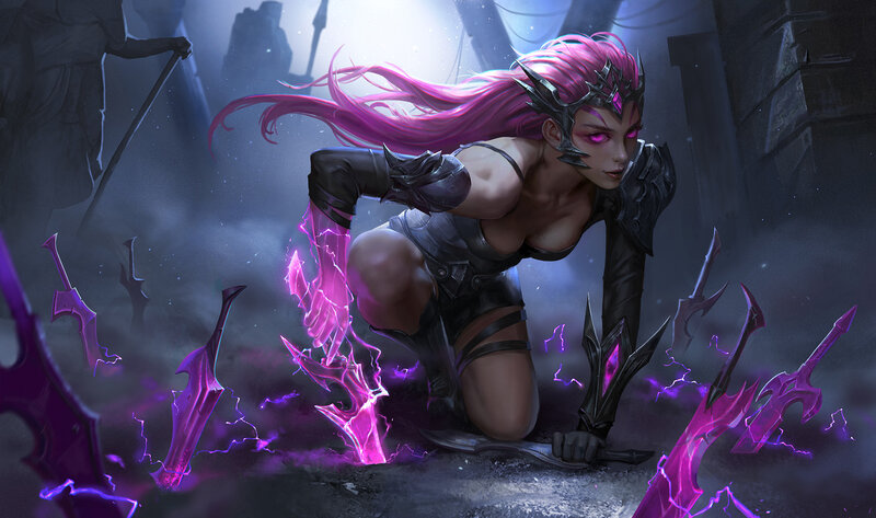 Female Warrior with Pink Hair — Purple, Dramatic