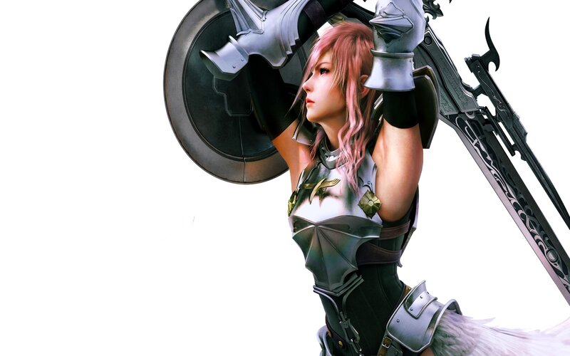Female Warrior with Pink Hair — White, Dramatic