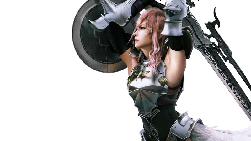 Female Warrior with Pink Hair — White
