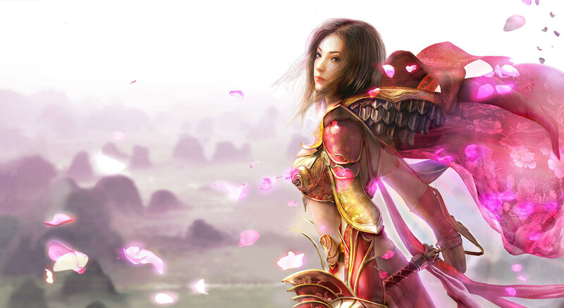 Female Warrior with Pink Scarf