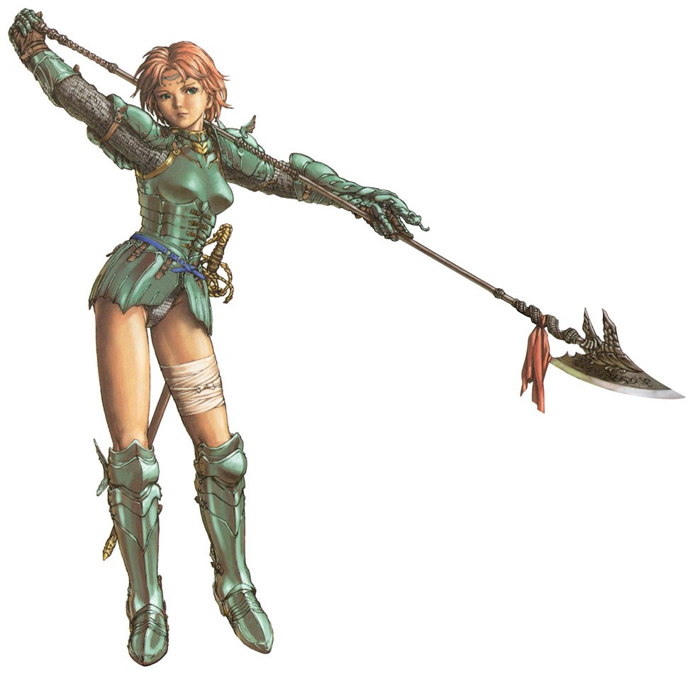 female warrior with polearm