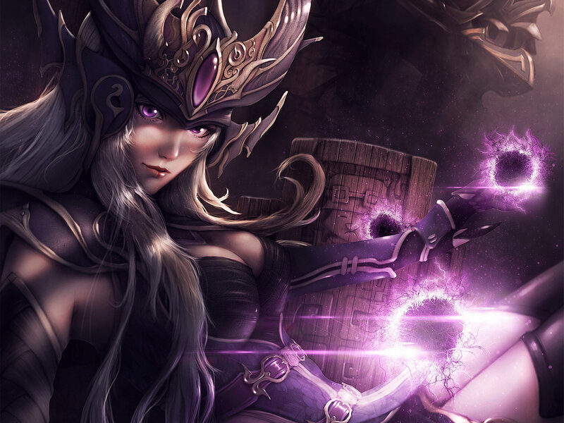 Female Warrior with Purple Energy — Dramatic, Night, Digital Art, Magic