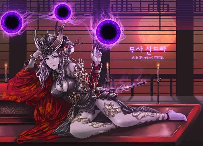 Female Warrior with Purple Energy — Dramatic