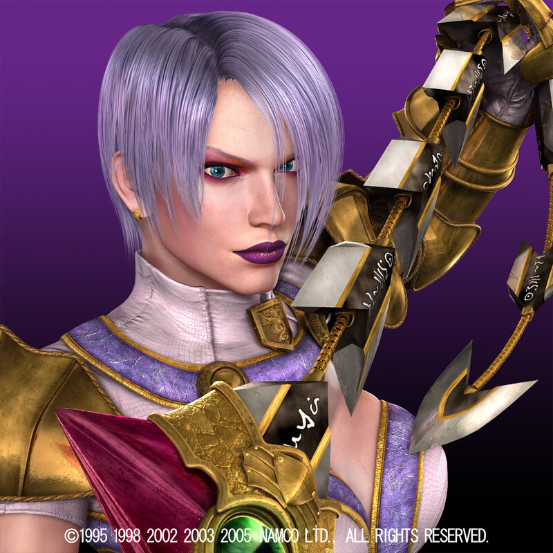 female warrior with purple hair