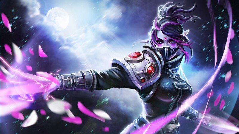 Female Warrior with Purple Hair — Dramatic, Night, Digital Art