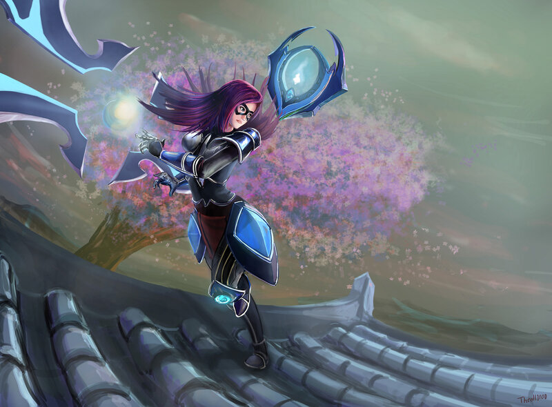 Female Warrior with Purple Hair — Dramatic, Spring