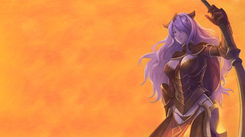 Female Warrior with Purple Hair — Orange, Dramatic