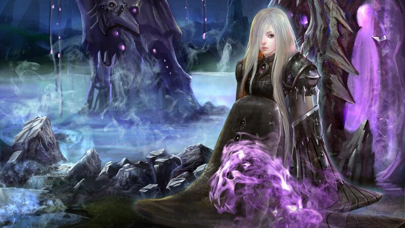 Female Warrior with Purple Magic