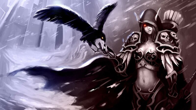 Female Warrior with Raven — Black