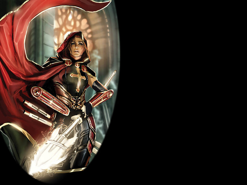 Female Warrior with Red Cloak