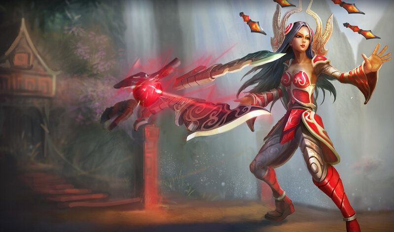 female warrior with red energy blade