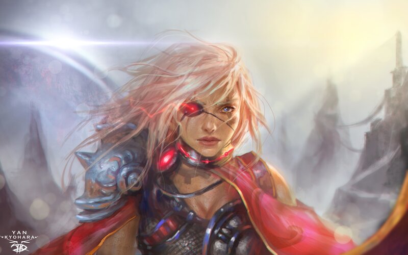 Female Warrior with Red Eye — Dramatic