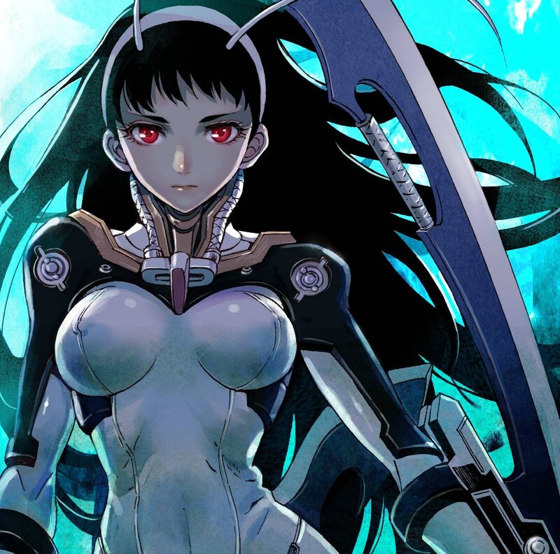 Female Warrior with Red Eyes — Blue