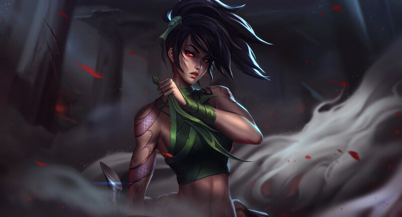 Female Warrior with Red Eyes — Green