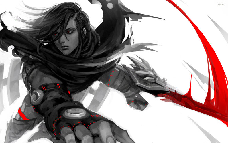 Female Warrior with Red Eyes