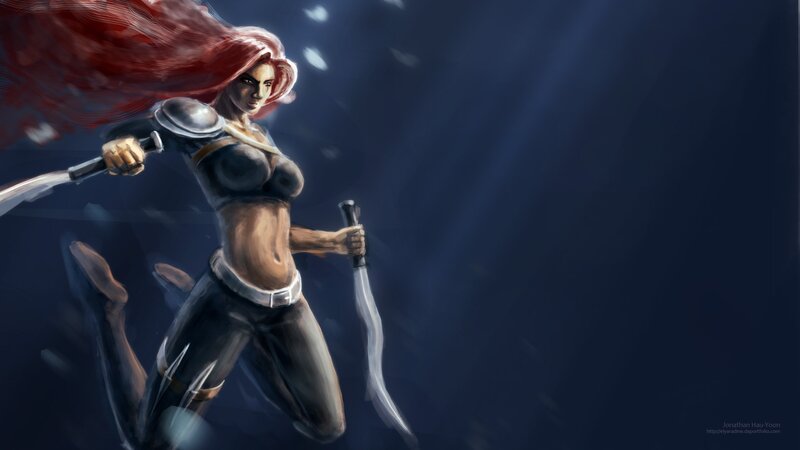 female warrior with red hair
