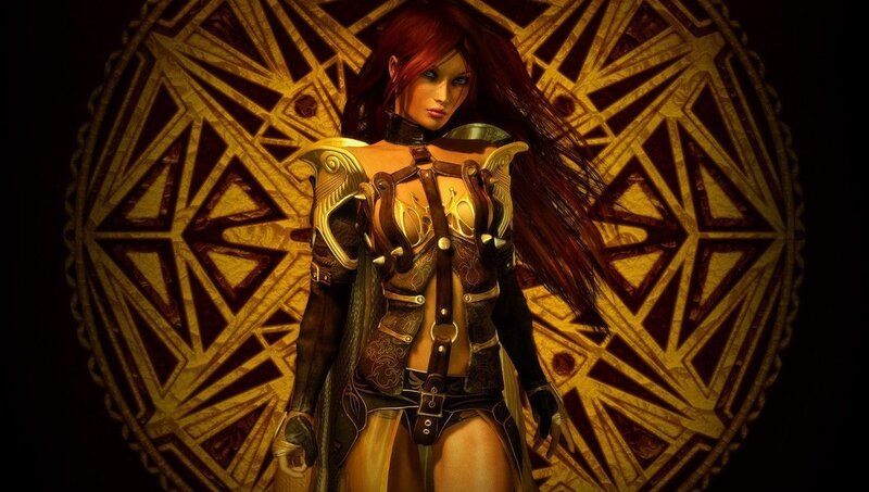 female warrior with red hair