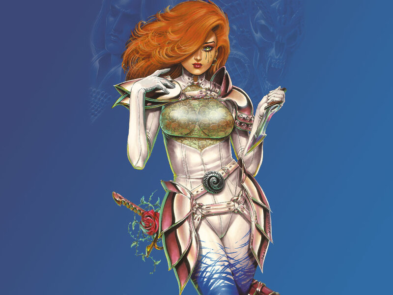 female warrior with red hair
